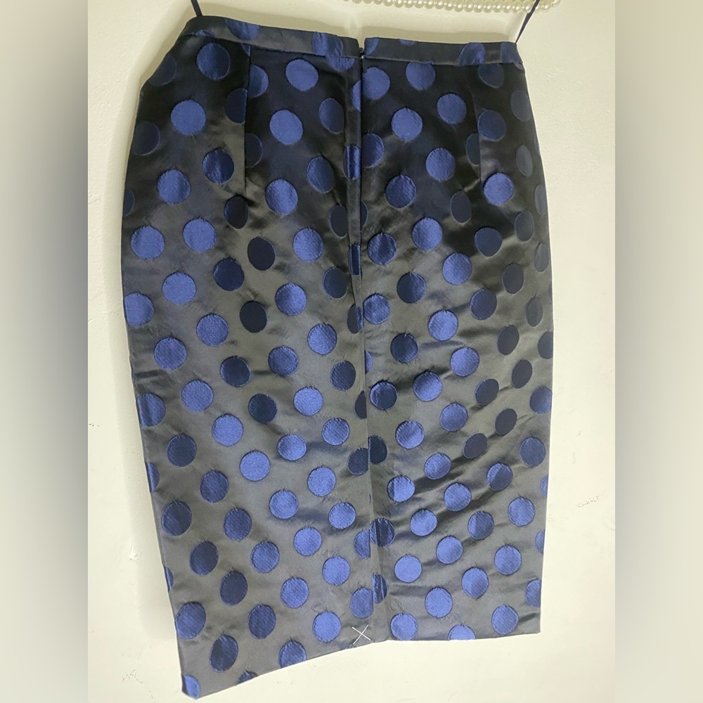 J. Crew Navy and Black Polka Dot Midi Skirt - Picture 4 of 9